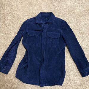 Men's Blue Corduroy Casual Button Down Shirt
